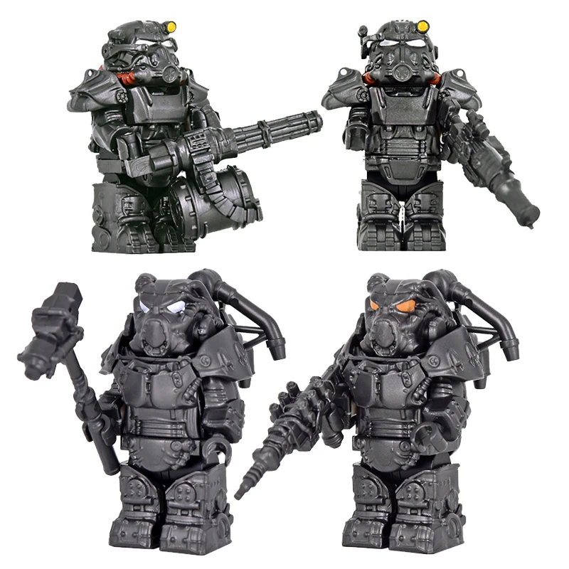 1PCS Military Soldiers Mini Anime Action fallouts Figures Weapons Robot Mecha Building Blocks Bricks DIY Toys for KIDS gift