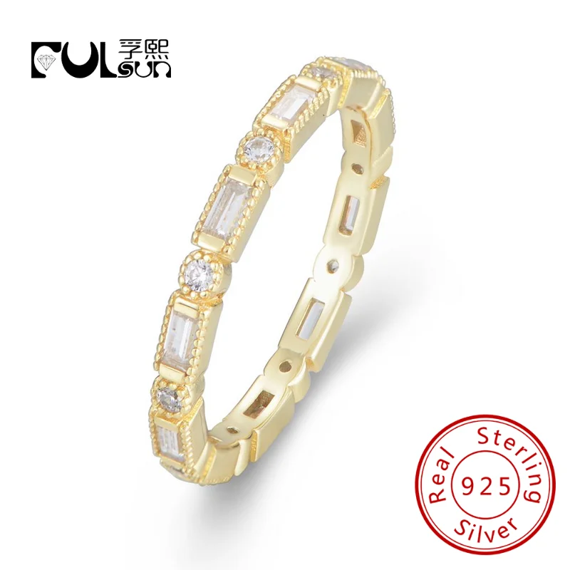 

fulsun Latest women's 925 wedding Geometric Cubic Zircon Ring