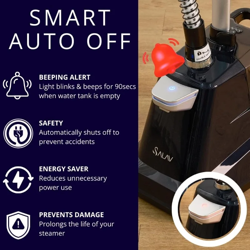 

Сверхмощный интеллектуальный автоматический отключаемый коммерческий полноразмерный отпариватель для одежды, оповещение о бичевой воде, ножное управление педалью, резервуар 3 л