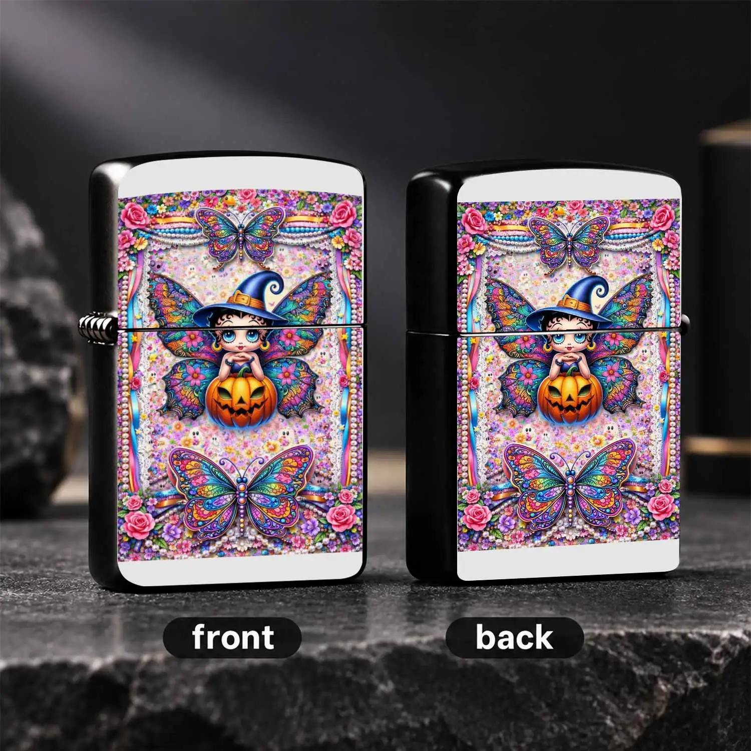 Dreamy Fairy Style Themed Portable , Featuring Playful Halloween Pumpkin, Vivid Colorful Butterflies And Delicate Floral Decorations, High Aesthetic Unique Creative Item, Perfect For Gifting, And Daily Use, Suitable For Various Casual And F