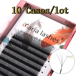 MARIA 10 Cases 4D W Shaped Beam Eyelash Extensions Patch Faux Private Label Wholesale Clusters Easy Fan Volume Lashes Makeup