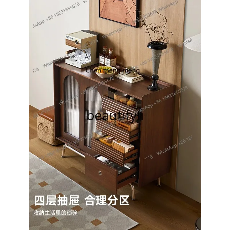 

A Solid Wood Sideboard Cabinet Integrated Wall-Mounted Retro Living Room Coffee Machine Display Table Tea Water Low Cabinet