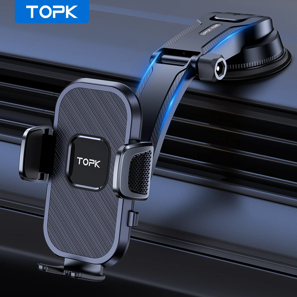 TOPK-Soporte de teléfono móvil para coche, base No magnética de gravedad para iPhone 13, 12, 11, X, Xiaomi, Samsung y Huawei