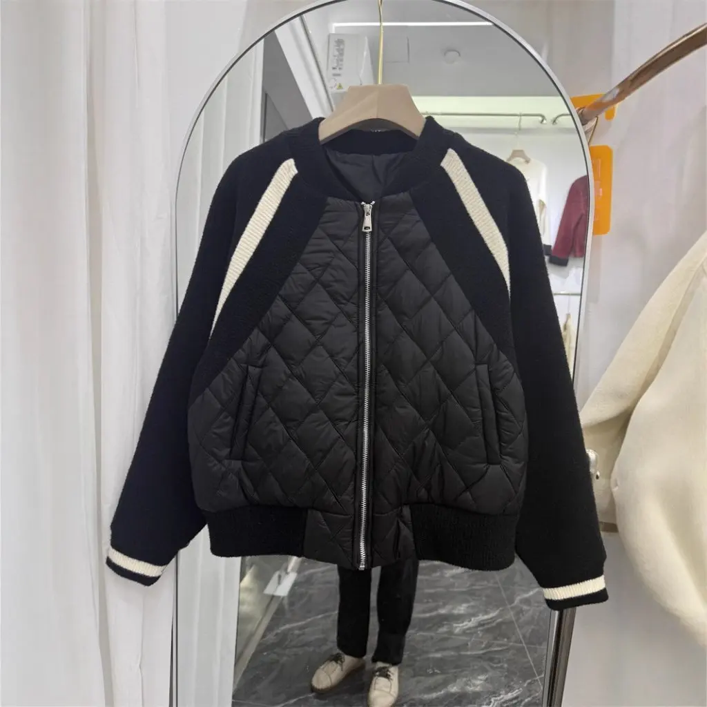 

Модная повседневная короткая бейсбольная куртка с хлопковой подкладкой, теплая осенне-зимняя Новое поступление, женский утягивающий кардиган, стильный топ