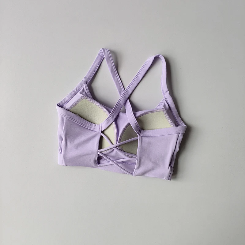 Sportunterwäsche für Frauen mit dünnen Trägern, schönem Rücken, stoßfestem Lauf-Yoga-Anzug, Weste, Pilates-Training, Fitness-BHs – Detail 12