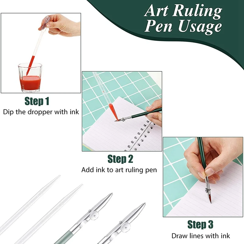 Art Ruling Pen Set Masking Fluid Pen with Glue Residue Eraser,Ruling Ink Pens Fluid Line Drawing Tool for Mounting Art