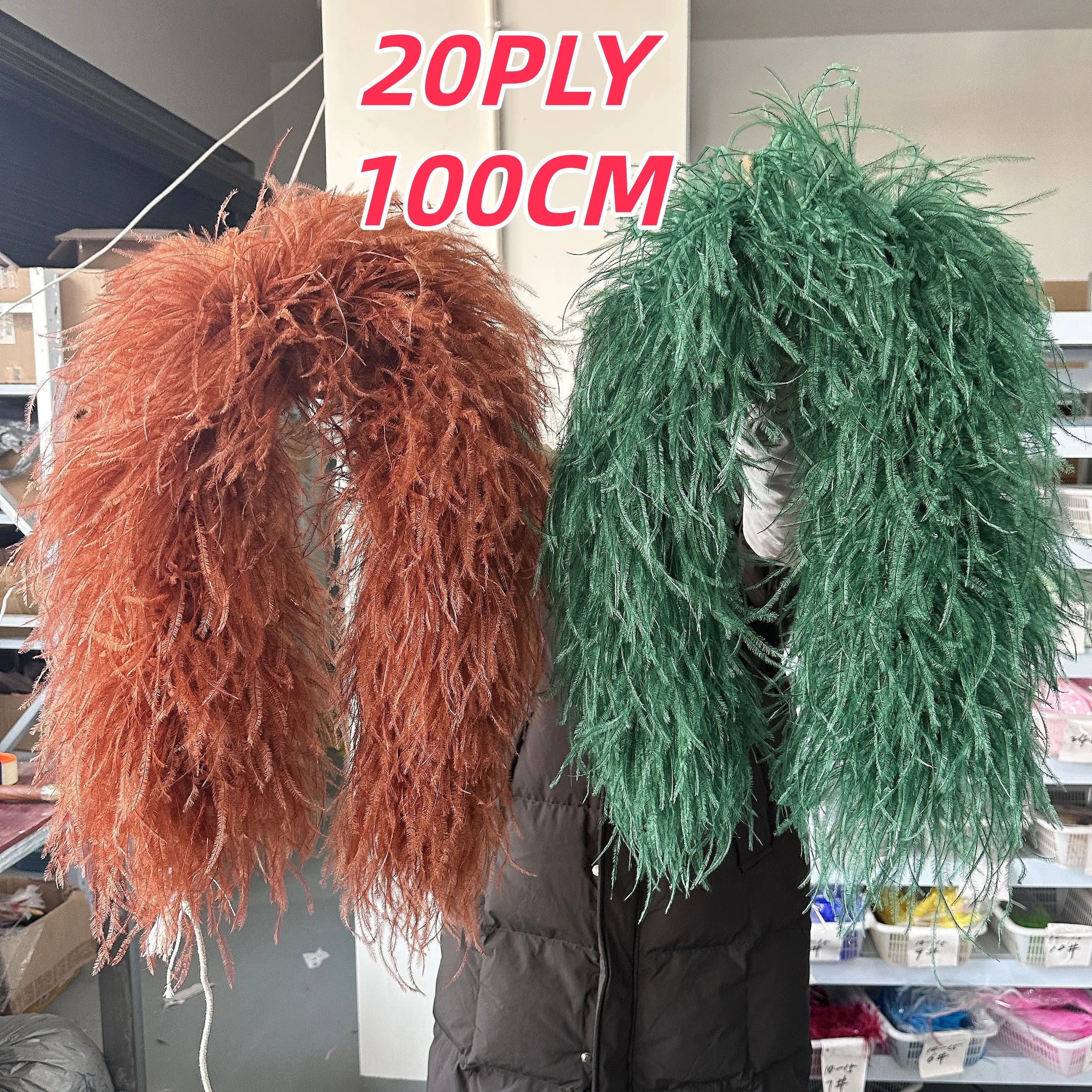Ostrich Feather Boa 20 PLY Fluffy Plumas Shawl Fuchsia Color 0.5-3 Meter Trim for Costume Dress Wedding Carnival Decor Accessory