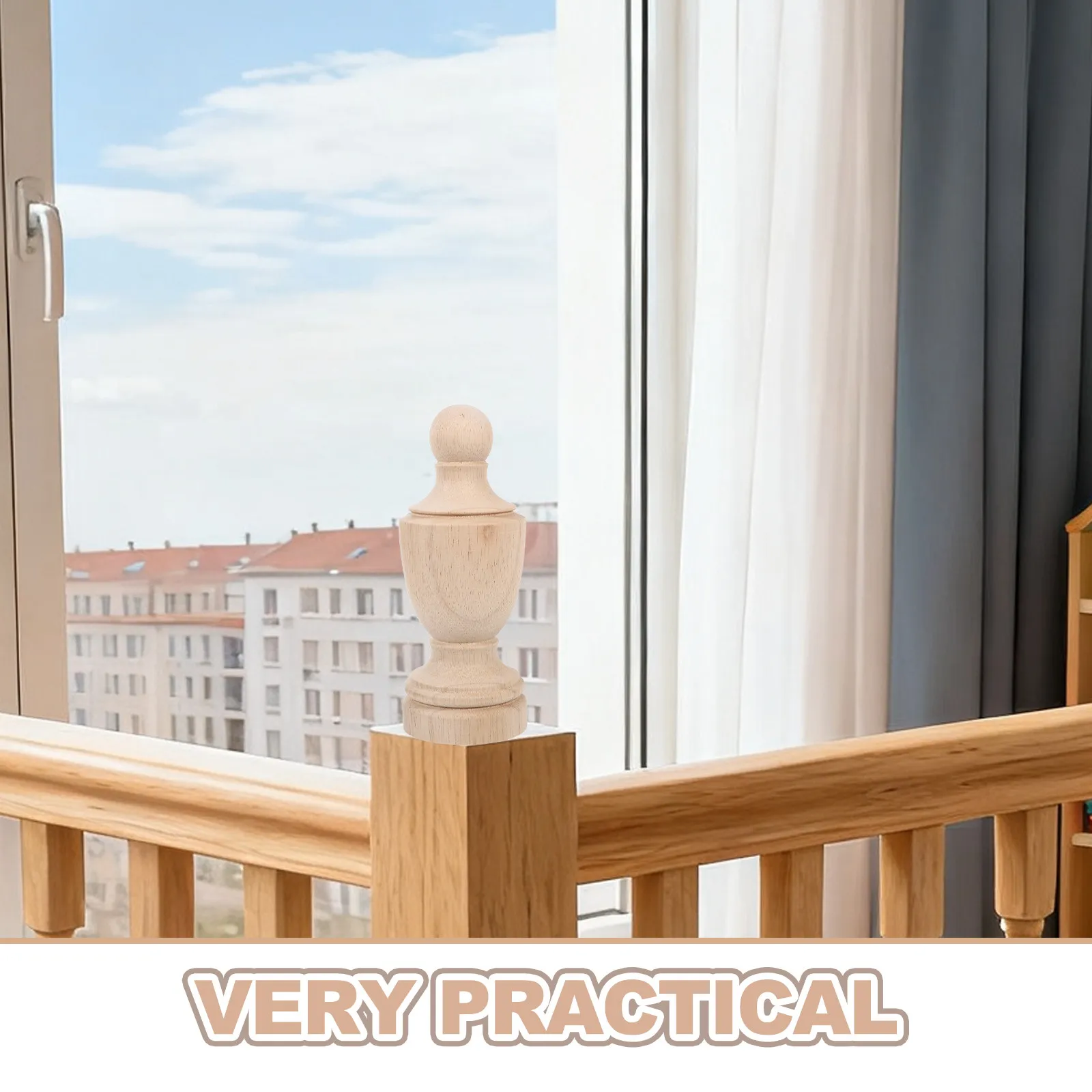 Wood Finial Unfinished Decorative Column Topper Rustic Craft Bed Post Finial Curtain Rod Cabinet Decor Woodworking DIY Supplies