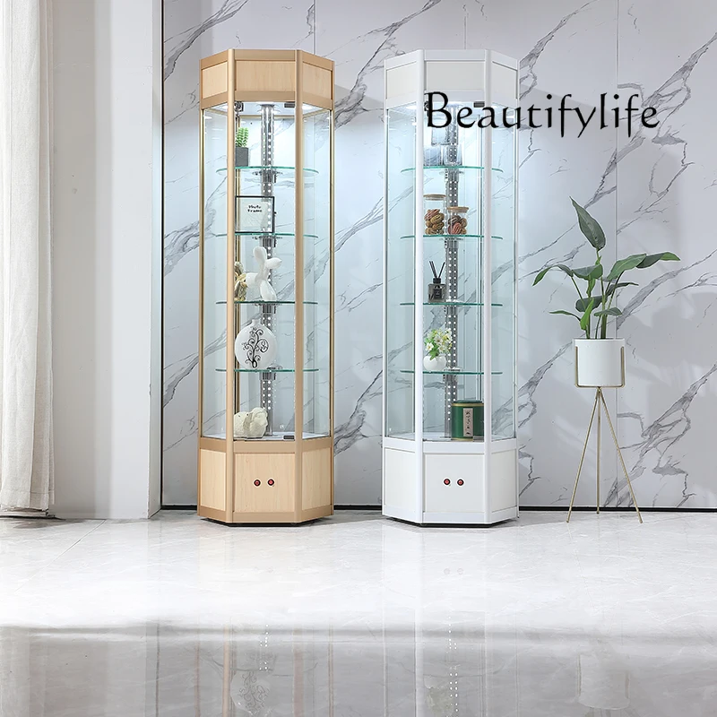 High-end rotating display cabinet, cosmetics beauty salon glass display cabinet, precious metal product display cabinet