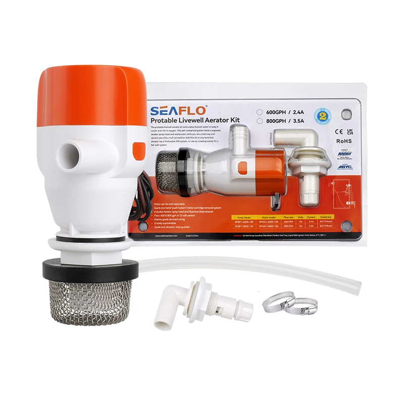 

SEAFLO Factory Aerator Kit 12 Voltage 800GPH Removable Motor Cartridge Submersible Water Pump