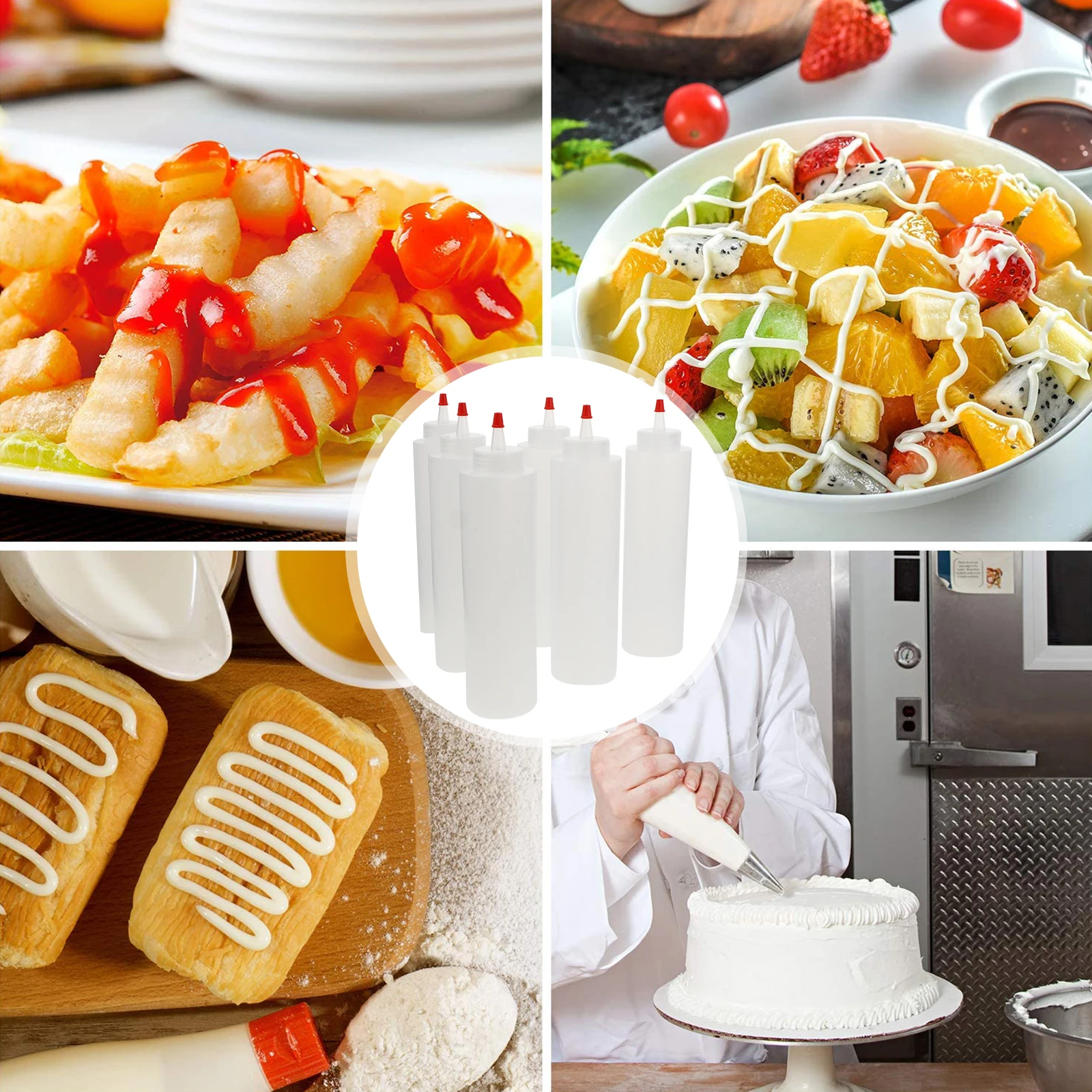 

Squeeze Sauce Bottle Condiment Containers Plastic Dispensers Storage Ketchup Salad Dressing Sealed High Temp Resistant
