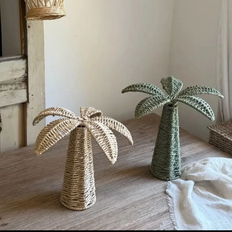 Handmade Grass Weaving Flowers Creative Home Decoration Coconut Tree Landscape Photography Props Home Decoration Crafts