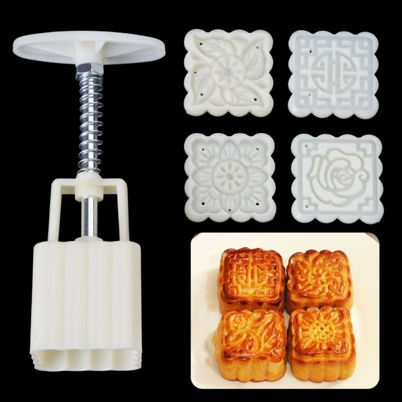  Square Flower Pattern Dessert Press Molds Cookie stamps Chinese MidAutumn Dessert Maker Decorating Tool for Cookie