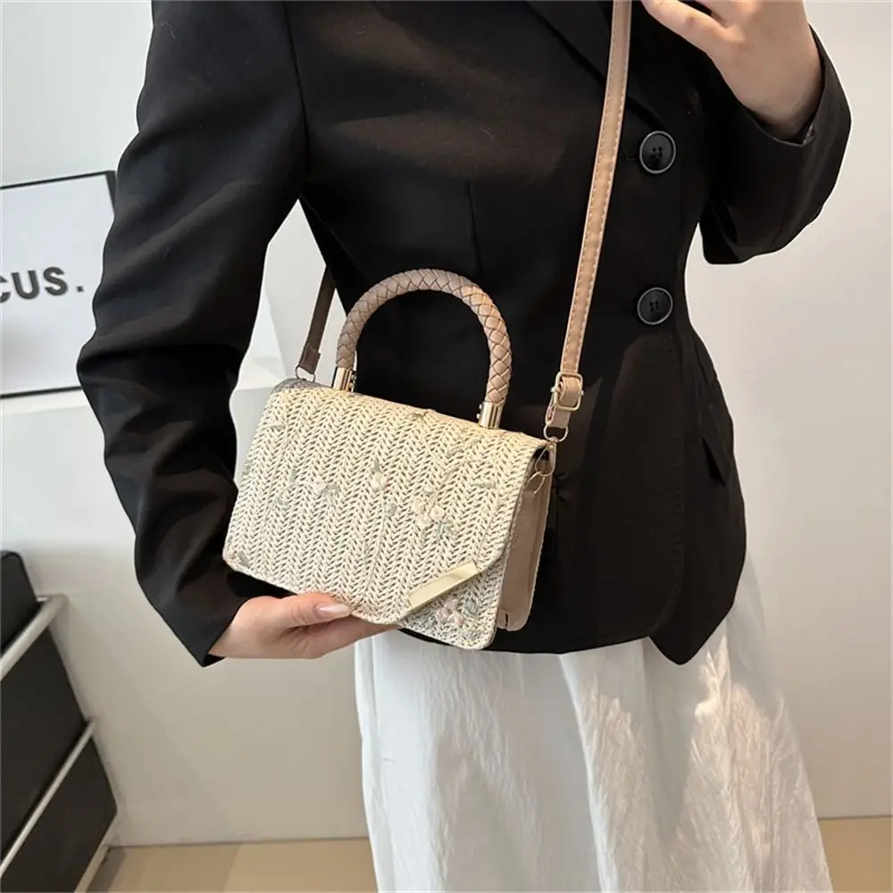 Shoulder Messenger Bag Girls Handbags Women Summer Bohemian Straw Bag Woven Beach Crossbody Bag Rattan Braid Grass Vacation Bag