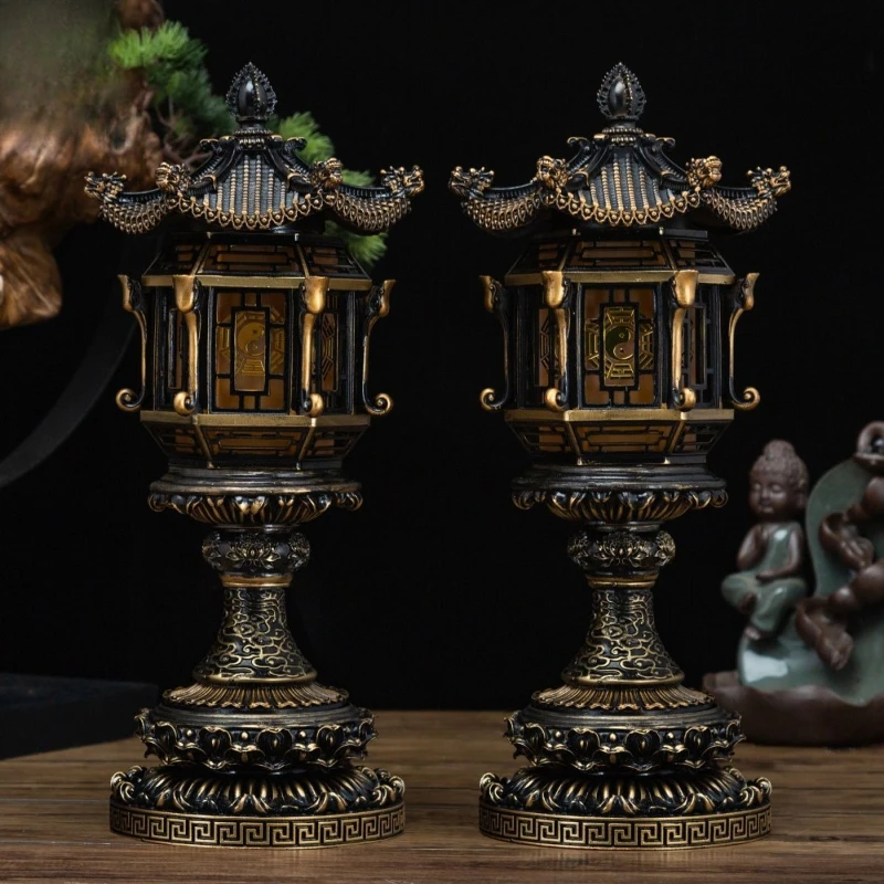 Buddha front copper supply lamp LED long light family Buddhist hall supply ornament