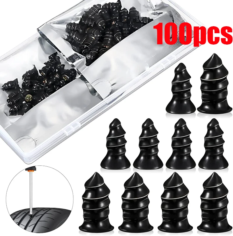 Tire Repair Nails for Car Motorcycle Scooter Tubeless Rubber Wheel Vacuum Nail Tyre Puncture Auto Glue Tools Accessories 100PCS