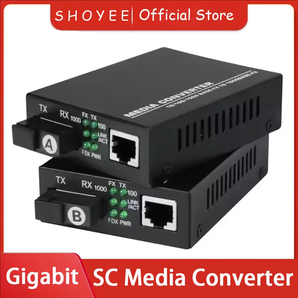 

Гигабитный оптоволоконный медиаконвертер с портом SC Ethernet RJ45, одномодовый одноволоконный медиаконвертер с адаптером питания