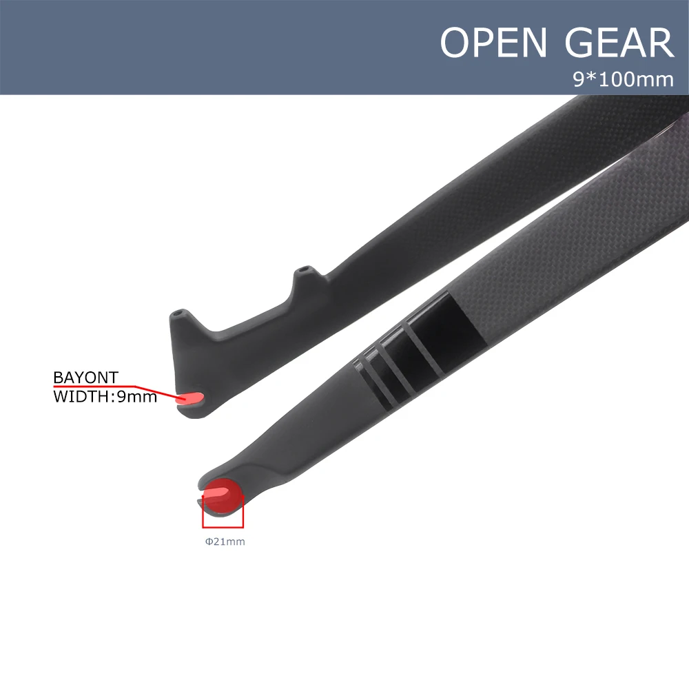Starre MTB-Vollcarbon-Gabel, gerade/konformte Rohr-Fahrradgabel, 9 x 100 mm Schnellspanner, Steckachse 15 x 100 mm, 26/27,5/29 Zoll – Detail 11
