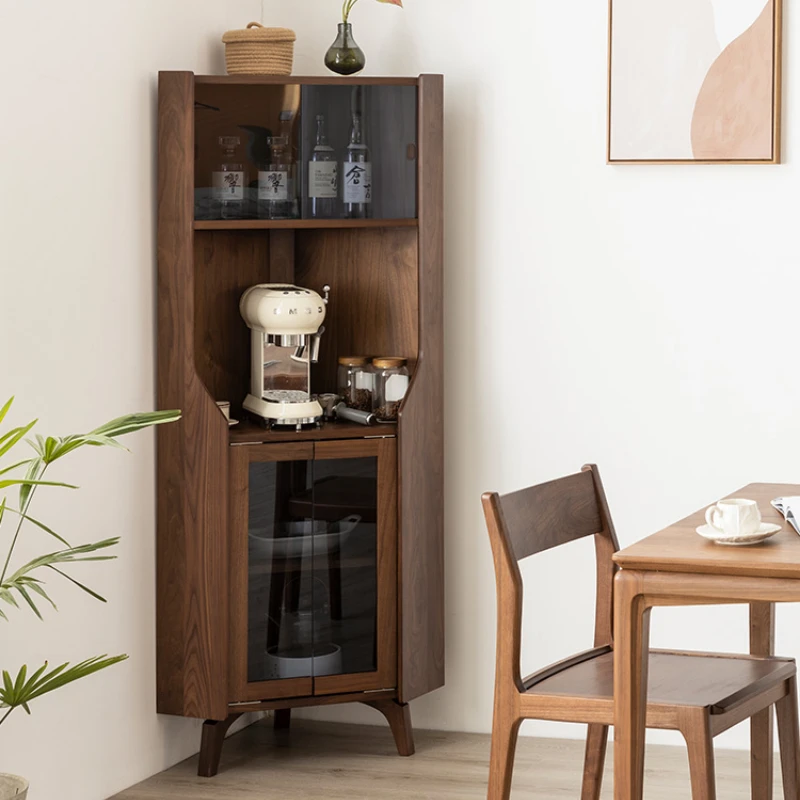 Meet Nordic Simple Living Room Black Walnut Solid Wood Triangle Cabinet Buffet Living Room Side Corner Cabinet Locker