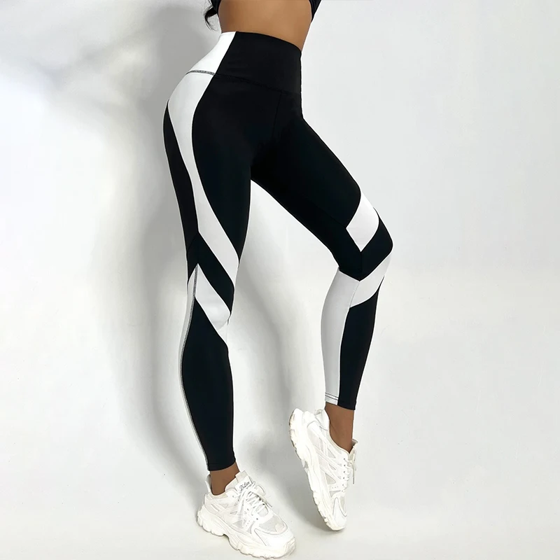 Colorblocked High Waist Yoga Pants Leggings for Women Tummy Control Workout Leggings for Women