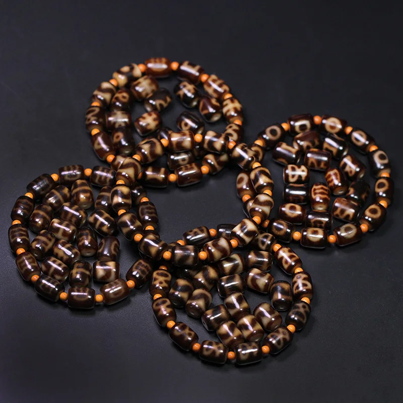 Black Gold Natural Tibetan Old Mine Agate Tiger Tooth Wealth God Wealth God Person9x12mmLeft and Right
