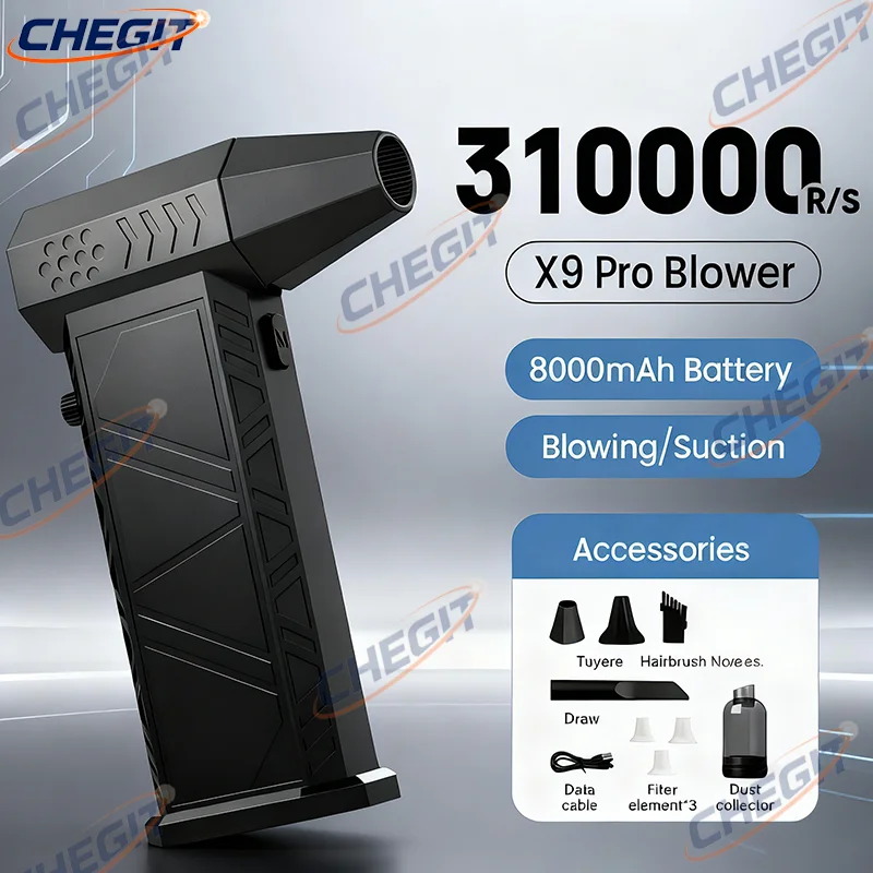 

Violent Fan 310000 об/мин Бесщеточный турбореактивный вентилятор Type-C с зарядкой Мощный воздушный пылесос с сильным ветром 62 м/с