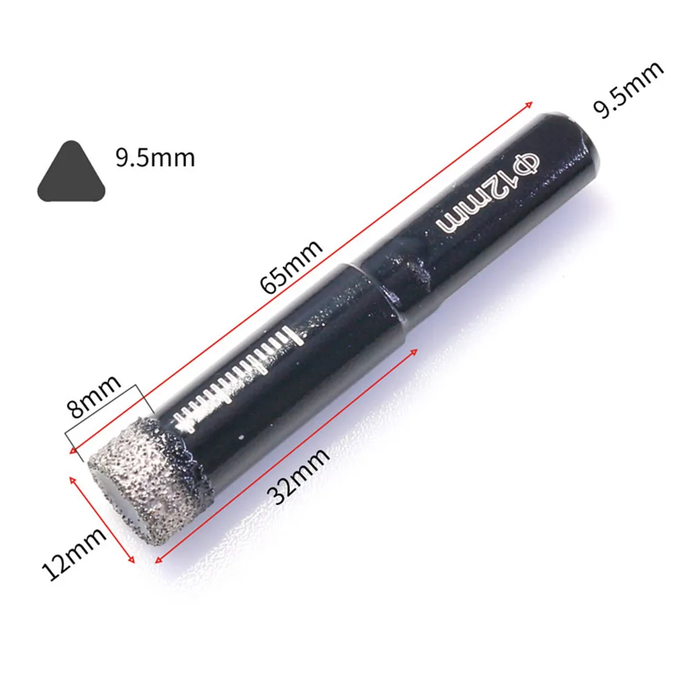 6-12mm Dry Ceramic Tile Drill Bit Triangular Shank Brazing Hole Opener Drilling 9.5mm Triangular Shank For Drilling Granite