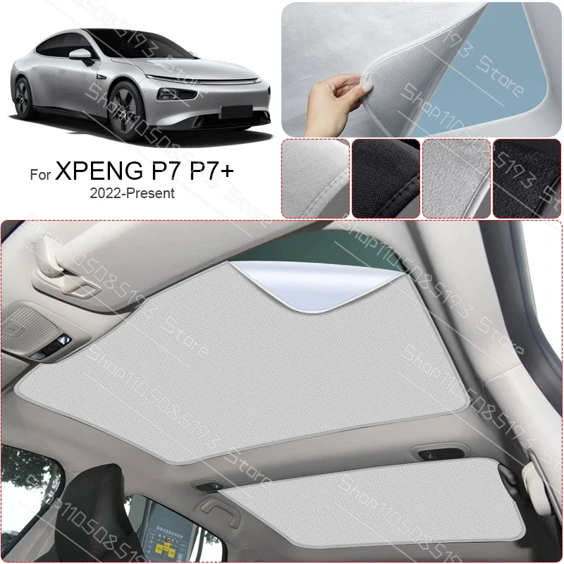 車のスエード生地静電吸着サンルーフサンシェード-xpeng-p7-p7-2022-現在用抗紫外線断熱天窓