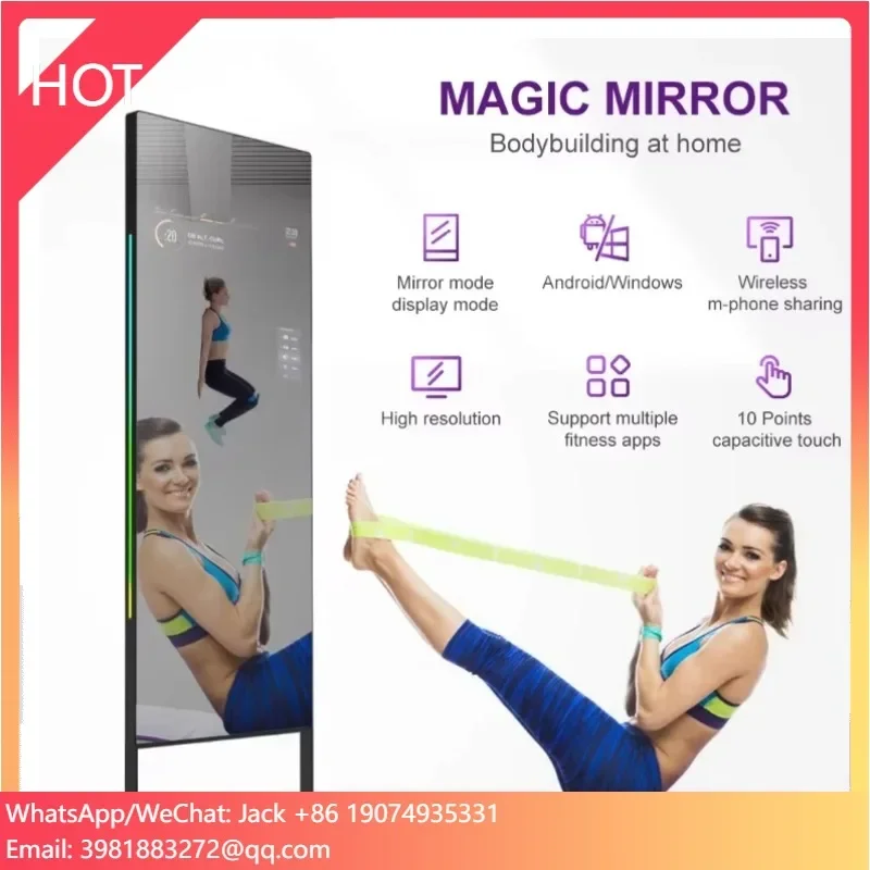 

New Arrivals 43 49 55 inch Floor stand Android Smart Fitness Mirror Fitting Mirrors Touch Screen