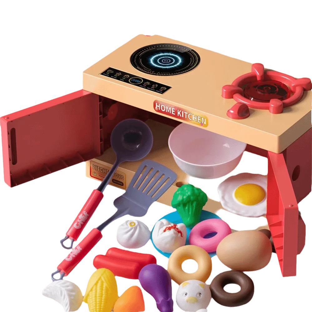 

Cooktop Play Cooking Set Kettle Pan Play Kitchen Toy Cooking Utensils Fruit Cutting Play Food Sets Children's Educational Toy