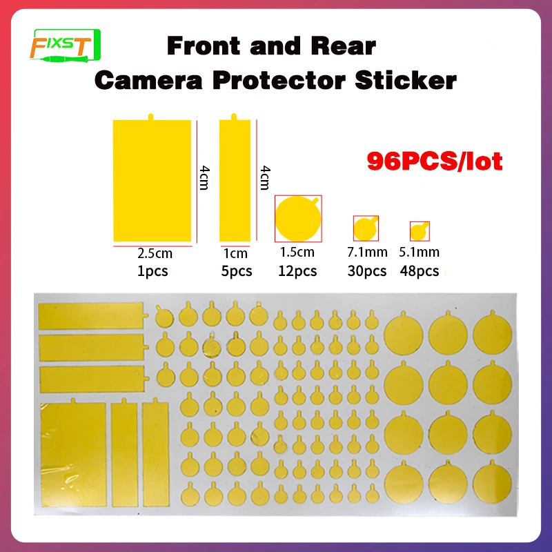 96PCS Front Rear Camera Protector Sticker For Iphone X-15 Series Android High Resistant Infrared Dot Matrix Protection Film