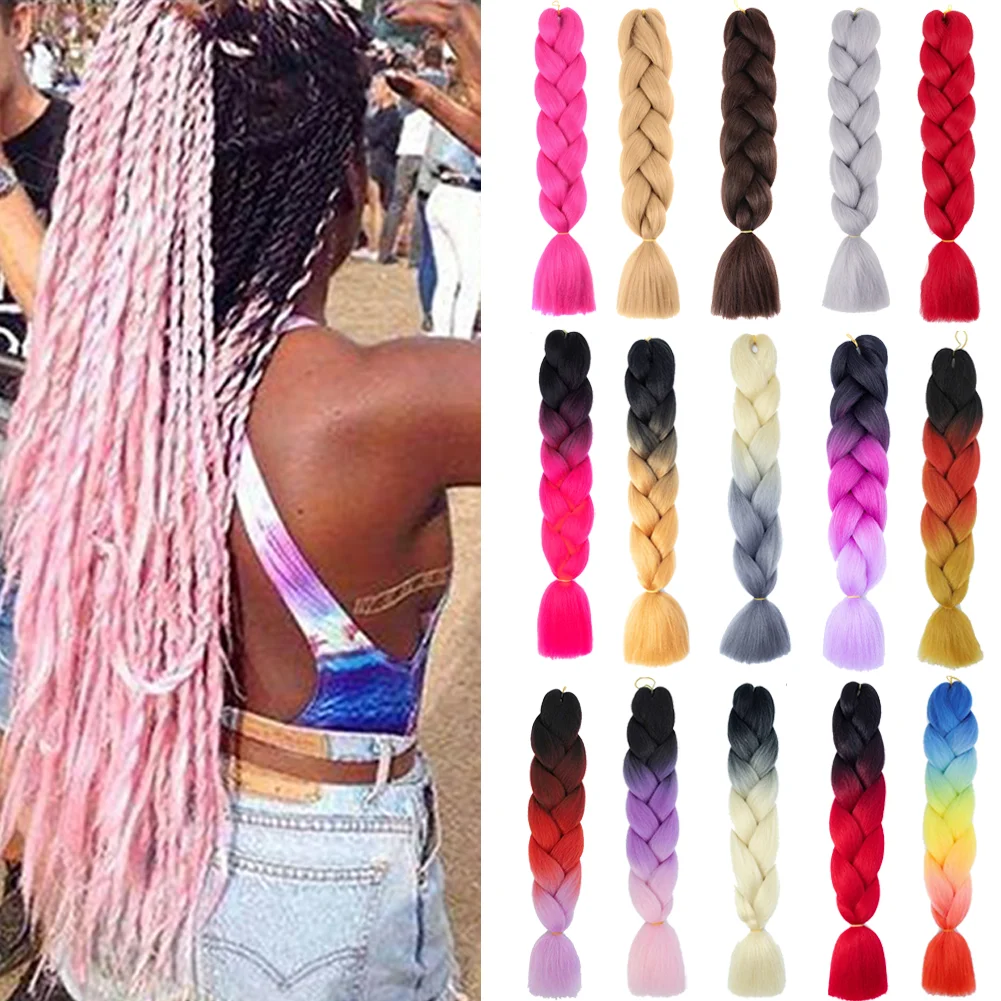 24 Inches DIY Jumbo Braiding Hair Synthetic Hair Extensions Afro Ombre Crochet Braid Hair Wholesale For Women