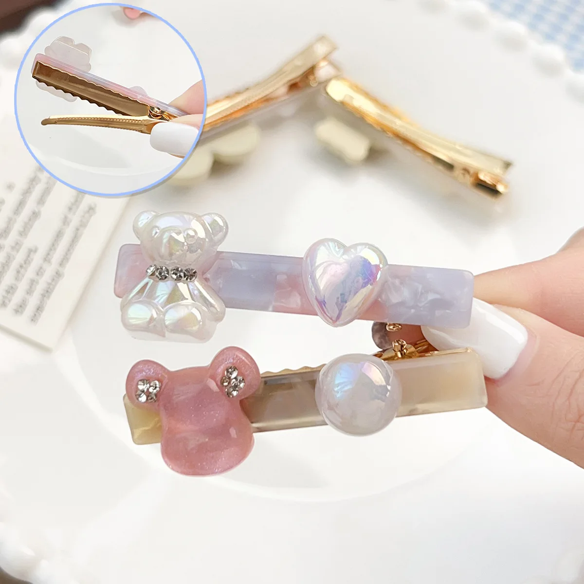 Accessories New Cartoon Colorful Bear Hairpin Bangs Broken Hairpin Side Clip Sweet Girl Hair Accessories