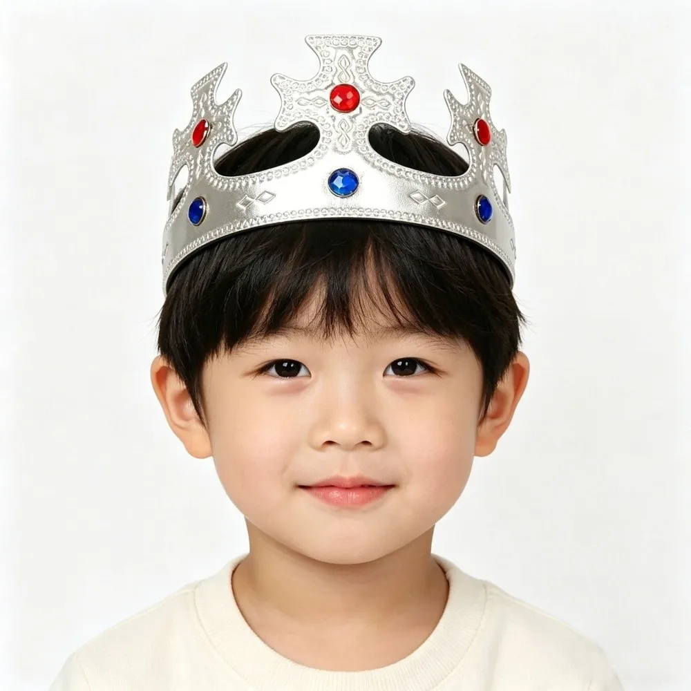 Creative Rhinestone Cosplay King Headband Role-Playing Performance Prince Crown Dress Up Costume Festival Headdress