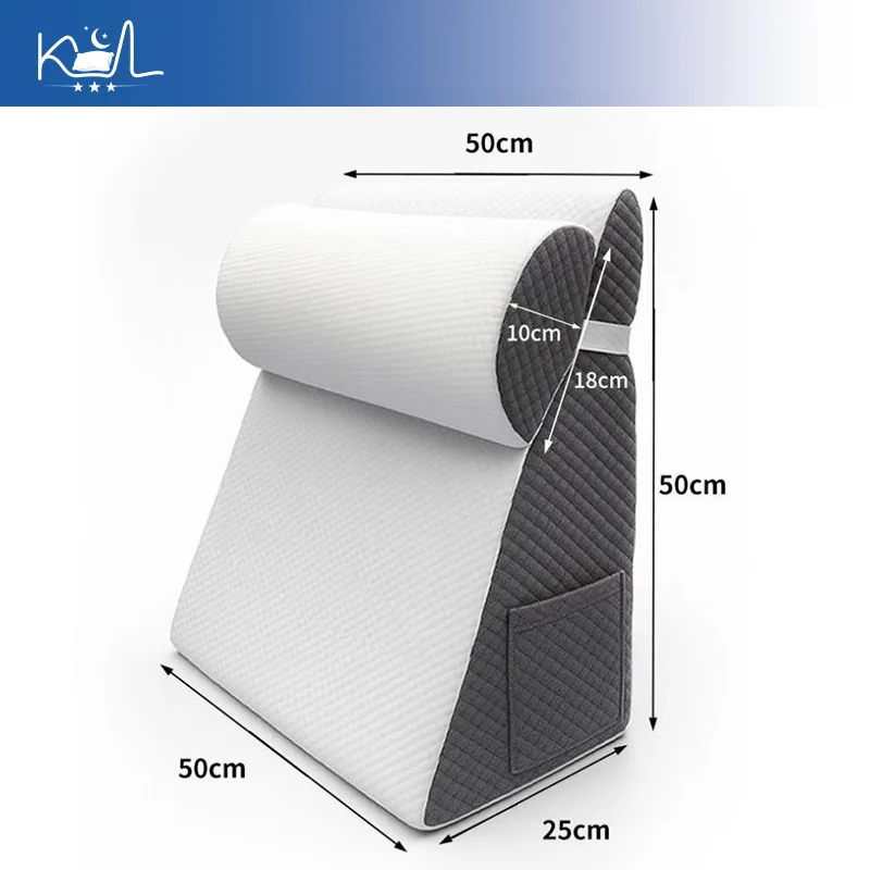 Triangle Foam Bed Wedge Pillow, Single Adult Head Rest Cushion for Post Back Pain Relief, Half Lying Orthopedic Support