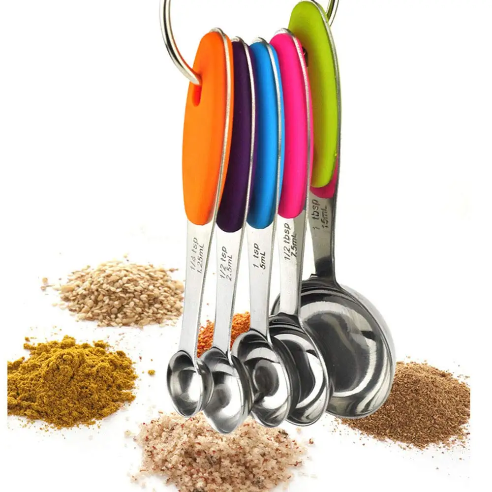 Stainless Steel Measuring Spoons 5 Piece Stackable Set - Measuring Set for Cooking and Baking Measuring Spoon Set