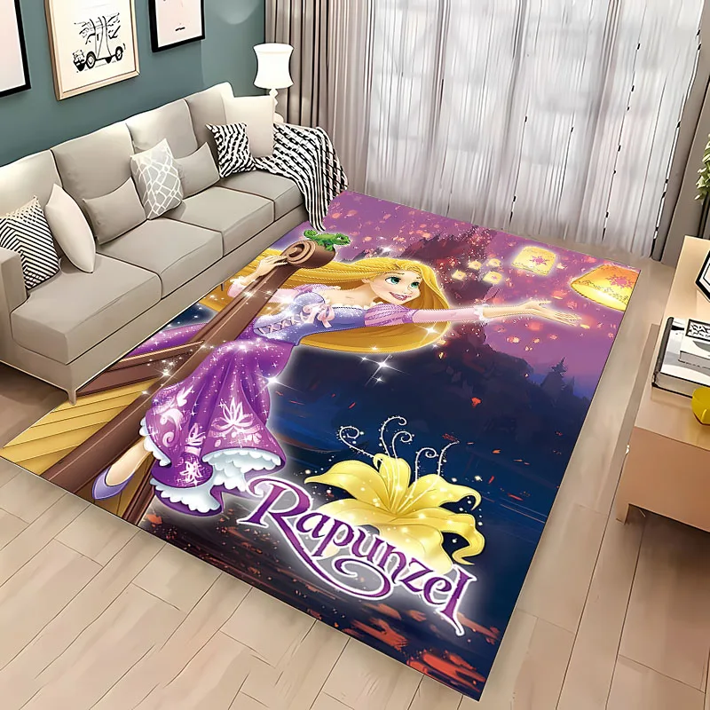 Disney Princess Rapunzel Cartoon Area Carpet,Rug for Living Room Bedroom Sofa Kitchen Doormat Decor,Kids Non-slip Floor Mat Gift