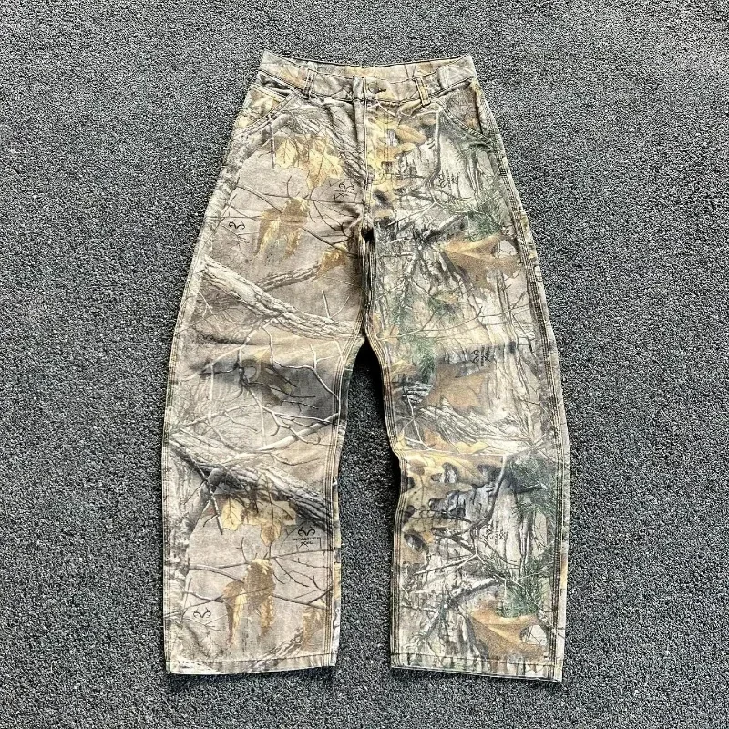 Camouflage Cargo Pants Y2K New American Mainstream Hip Hop Skateboard Men Women Streetwear Gothic High Street Super Loose Jeans