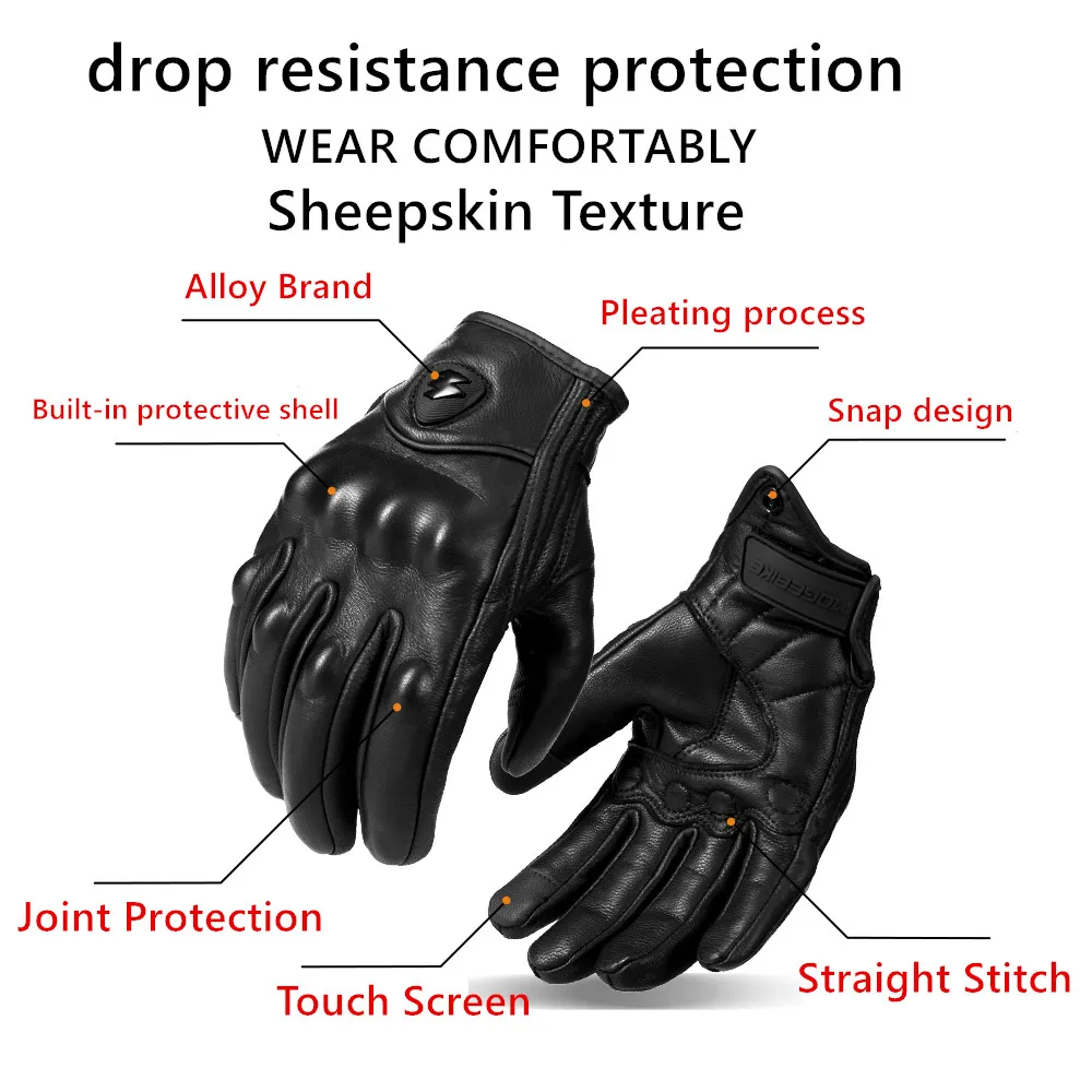 Retro Pursuit Perforated Real Leather Motorcycle Gloves Moto Waterproof Gloves Motorcycle Protective Gears Motocross Gloves gift