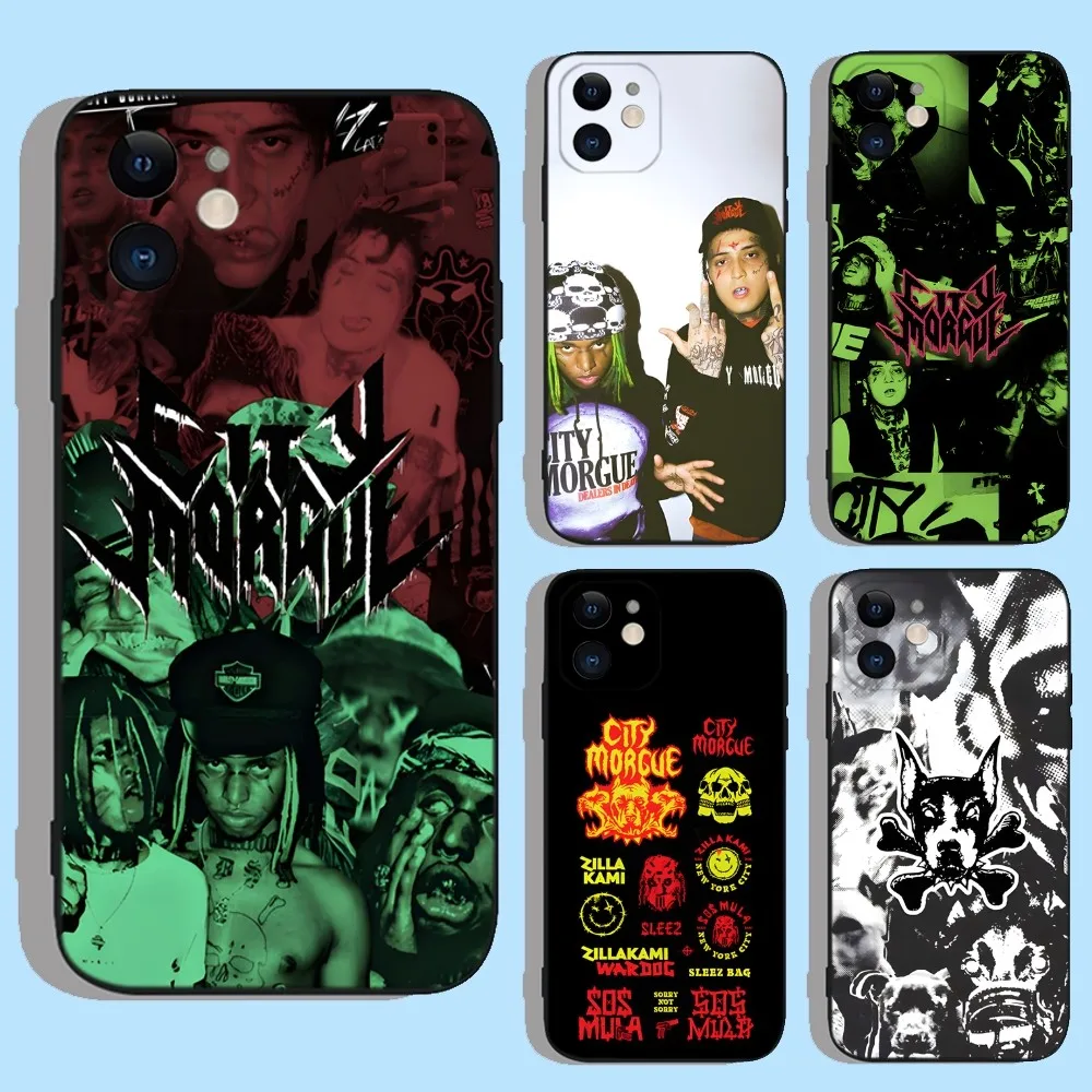 C-City Morgue Zillakami Phone Case For Apple iPhone 15,14,13,12,11,XS,XR,X,8,7,Pro,Max,Plus,mini Silicone Black Cover