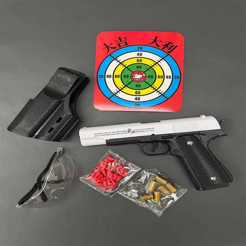 Nouveau. All Black M1911 Colt Toy Gunman Gun, coque de balle molle, catapulte Blaster, lanceur manuel de pistolet à air, jeu de tir pour garçons 14 + y