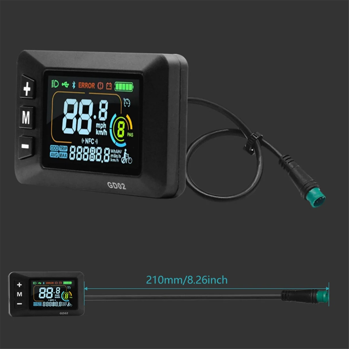 

ДЕТЬ! LCD-GD02 Электрический велосипед ЖК-дисплей Метр Приборная панель Дисплей Панель 24 В 36 В 48 В 52 В 60 В для электрического скутера 5PIN