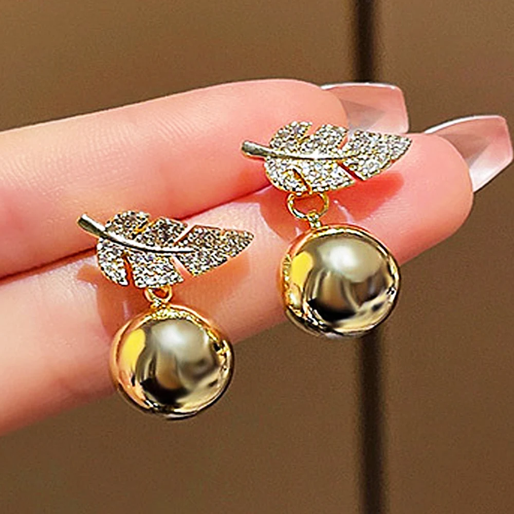 

Both Wear 2022 New Tree Leaves 14k Plated Gold Plating Fine Earrings Exquisite Round Trendy Temperament Charm Statement Jewelry