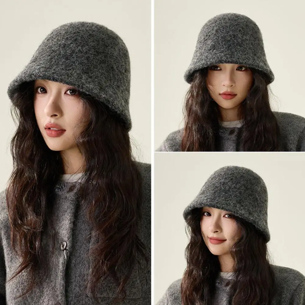 

Универсальная винтажная панама, осенне-зимняя теплая панама для женщин, повседневная однотонная ветрозащитная рыбацкая шапка, складная шапка