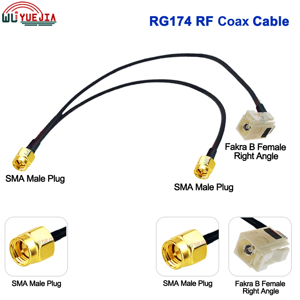 RG-174 كابل SMA ذكر التوصيل إلى الأبيض فقرا B ذكر التوصيل + فقرا B أنثى جاك RF كابل محوري واي فاي هوائي تمديد البلوز ضفيرة