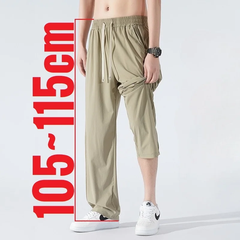 Pantalones de seda helada para hombre, de corte recto, extra largos, de verano, para estaturas de 195 cm, 190 cm, 185 cm, 115 cm