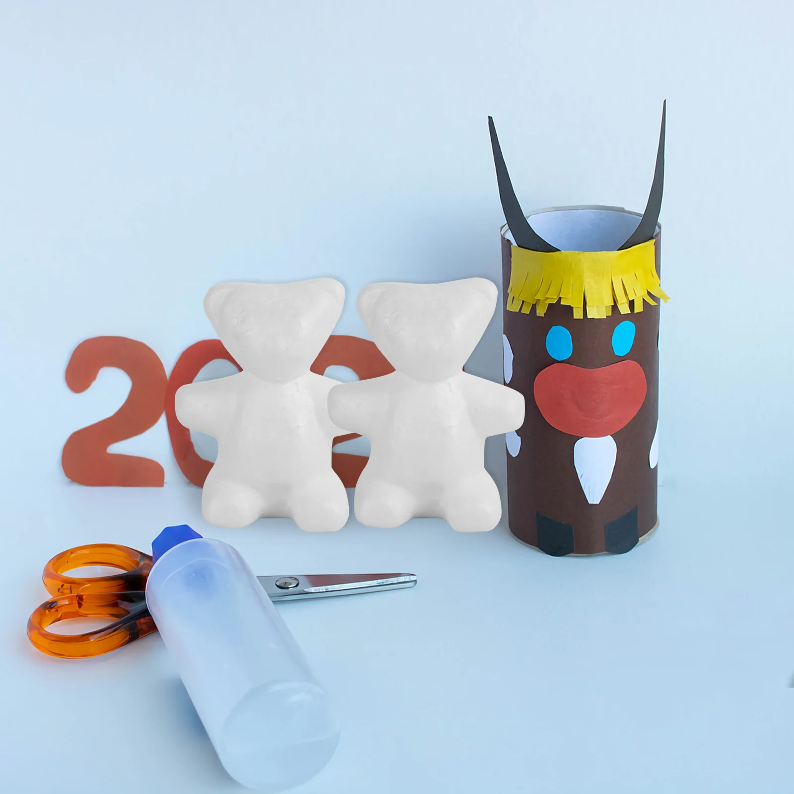 

5Pcs Bear DIY Craft Foam Unfinished Ornaments Supplies for Hanging Pendants Tabletop Decor Kids Parent Child Gift