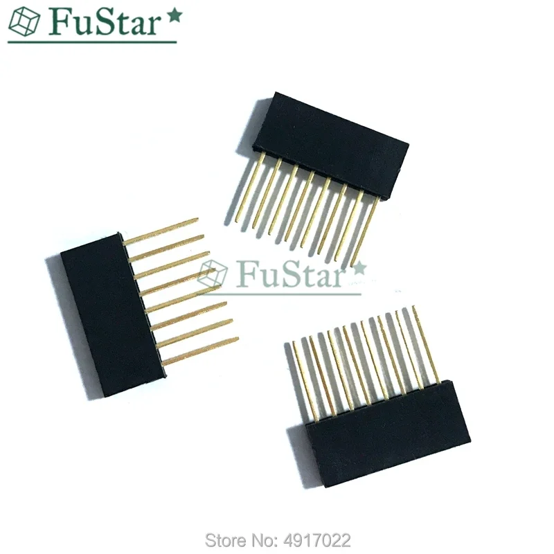 10pcs Pin Header 8 pin 2.54MM 10MM Long Needle Female Pin Header Strip Stackable Header Connector 1*8p 2P 4p 6p 10p 15p 5p 1*3P