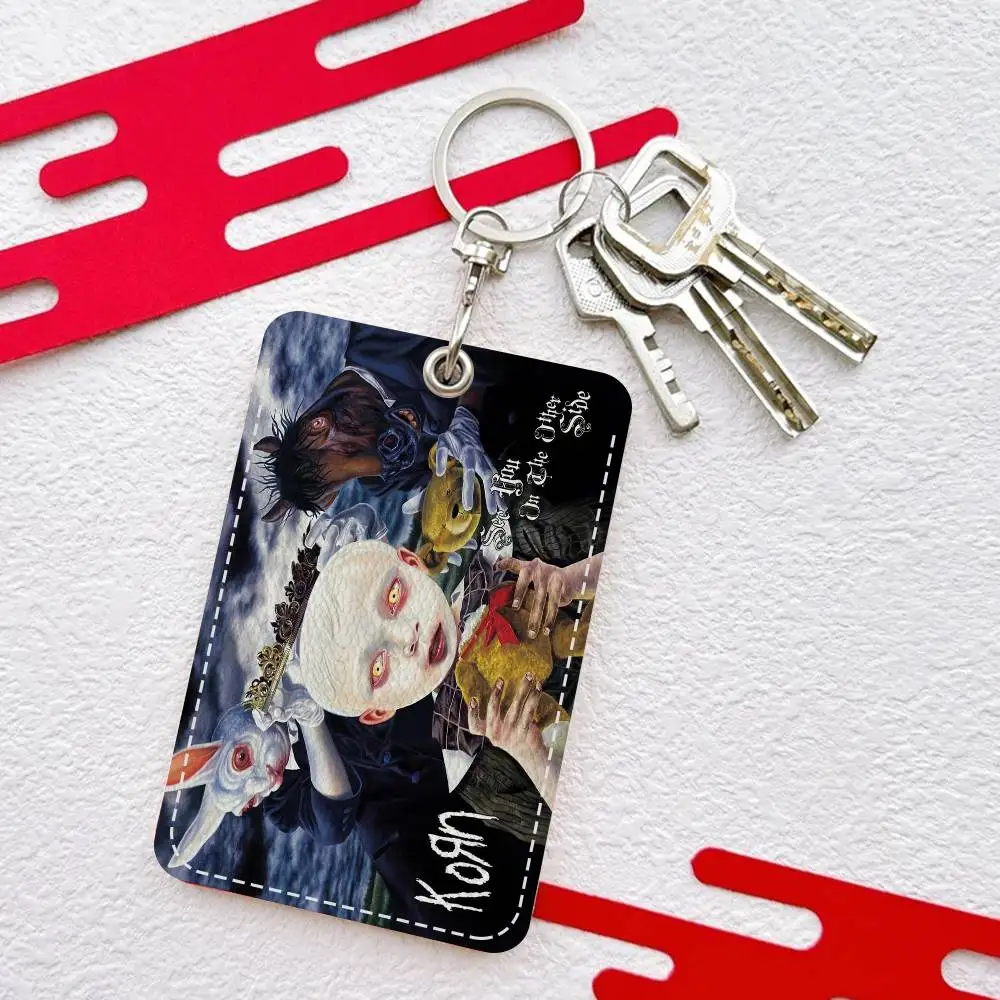 روك باند كورن بدون عنوان ديلوكس 1 قطعة حافظة بطاقات الوصول حافظة بطاقات جلدية المفاتيح حلقة رئيسية باب الوصول العلامات حافظة بطاقات الهوية المفاتيح