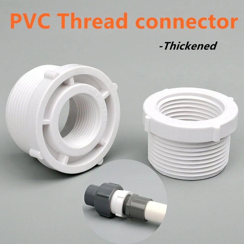 1~3PCS 1/2-2'' Male Female PVC Thread Bushing Thickened Joint Plastic Reducer Adapter Plumbing Systems Aquarium Tank Fitting